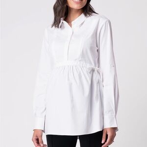 Seraphine White Cotton Maternity and Nursing Shirt